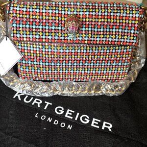 NWT Kurt Geiger Kensington Rainbow Crystals Party Shoulder Bag & Dustbag NEW